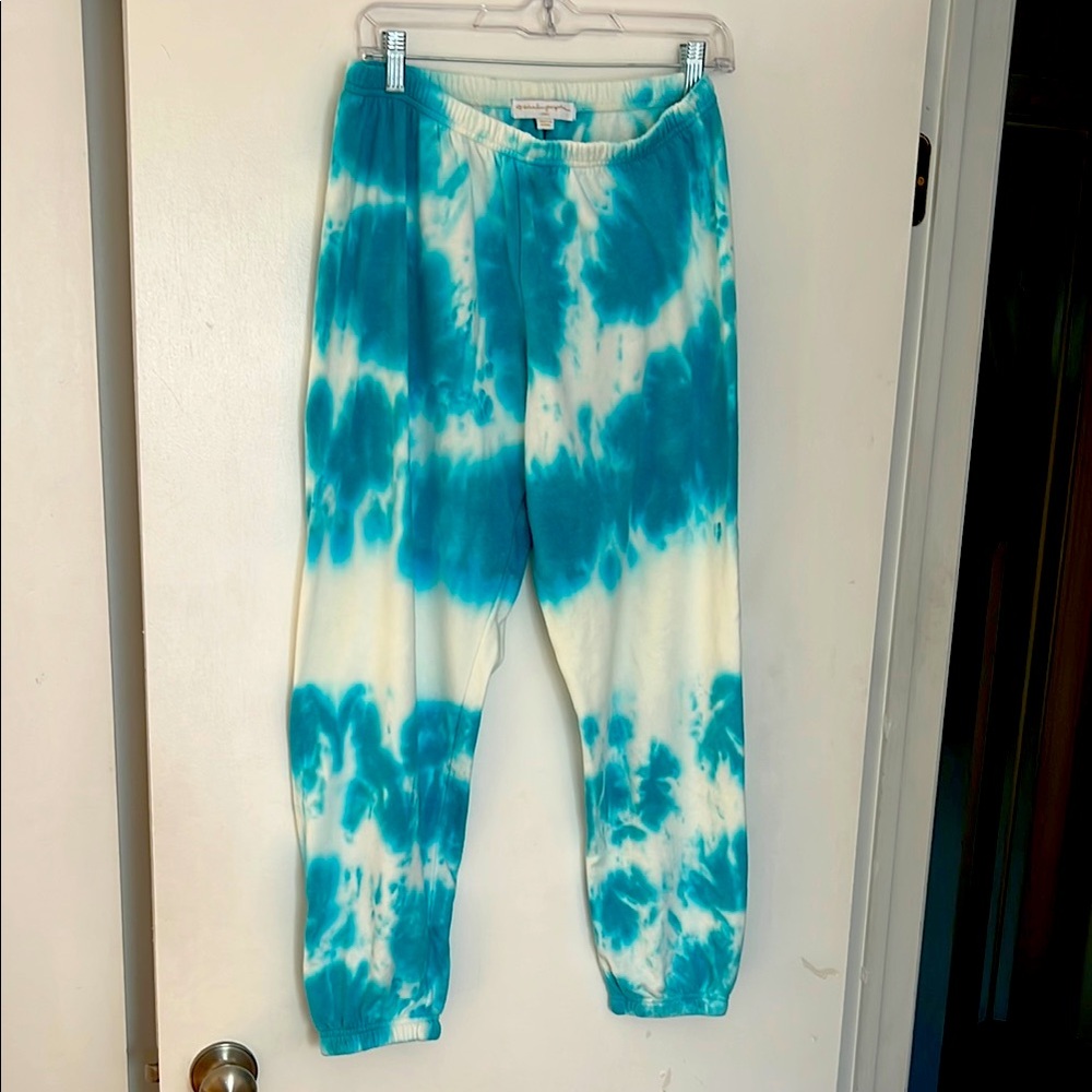 Spiritual Gangster Blue and White Tie-Dye Joggers